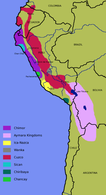 Extent of the Chiribaya culture in the middle of the 15th century.