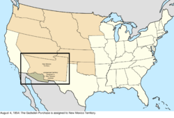 Map of the change to the United States in central North America on August 4, 1854