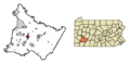 Westmoreland County Pennsylvania Incorporated and Unincorporated areas Greensburg Highlighted