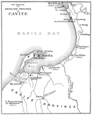 1896 Map of Cavite with revolutionary stockade