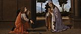 Attributed to Leonardo da Vinci and Lorenzo di Credi A Miracle of Saint Donatus of Arezzo 1475-1479