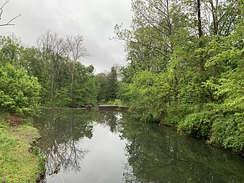 Buck Creek (Delaware River) approaching a Dam in Yardley Pennsylvania, May 2020.jpg
