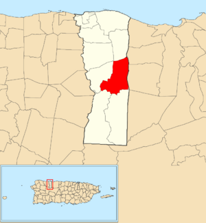 Location of Campo Alegre within the municipality of Hatillo shown in red