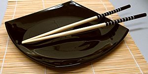 Chopsticks on a dish