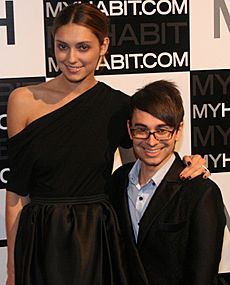 Christian Siriano and Anna Schilling, My Habit launch (cropped)