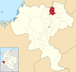 Location of the municipality and town of Santander de Quilichao in the Cauca Department of Colombia.