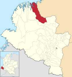 Location of the municipality and town of Santa Barbara, Nariño in the Nariño Department of Colombia.