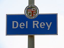 Del Rey signage located at the intersection of Centinela Avenue & Washington Boulevard