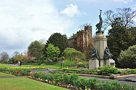 Exeter City War Memorial, Northernhay Gardens in springtime