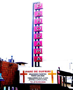 Exterior of Panorama Theater converted into a church, Panorama City, California