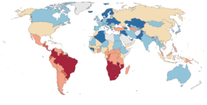 Global map of high inequality countries, 2022