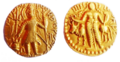 Gold coin of Kushana emperor both sides