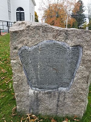 Gravestone of Daniel Takawambait 1652 - 1716 a Native American Indian pastor adjacent to Eliot Church in South Natick MA USA