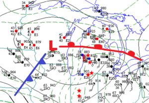 Great Lakes surface weather analysis at 00 UTC on 12 April 1965