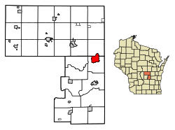 Location of Berlin in Waushara County (northern portion) and Green Lake County (southern portion), Wisconsin.
