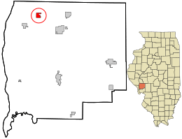 Location in Greene County and the state of Illinois.