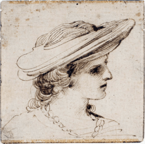 Guercino--Head of a Girl Wearing a Hat and a Necklace--1612--Blanton