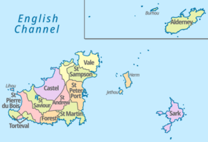 Guernsey (zoom), administrative divisions - en - colored