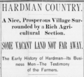 Hardman Oregon Newspaper Article 1892