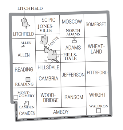 Hillsdale County, MI census map