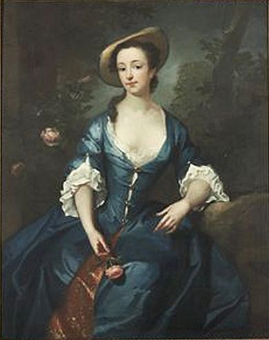 James Latham (1696-1747) Portrait of a girl holding a rose