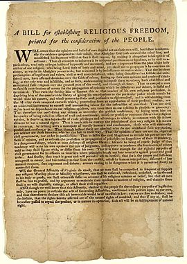 Jefferson, a bill for establishing religious freedom