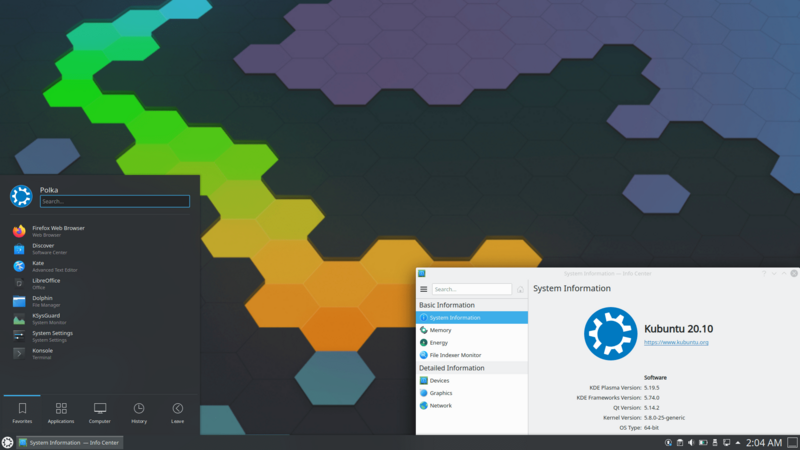 Kubuntu 20.10 screenshot