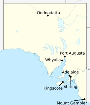 Labelled map of South Australia for Climate of Australia article