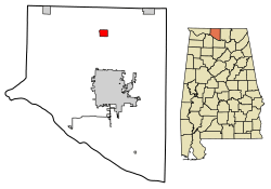 Location of Elkmont in Limestone County, Alabama.
