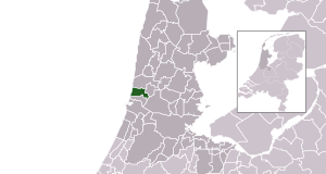Highlighted position of Heemskerk in a municipal map of North Holland