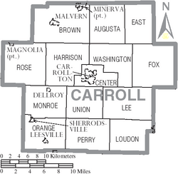 Map of Carroll County Ohio With Municipal and Township Labels