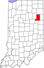 Wells County's location in Indiana