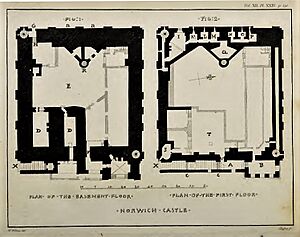 Norwich Castle keep plan by William Wilkins