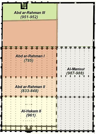 Plano de la Mezquita de Córdoba (revised with labels and dates)