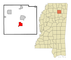 Location of Algoma, Mississippi