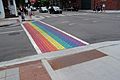 Rainbow pedestrian in Chicago