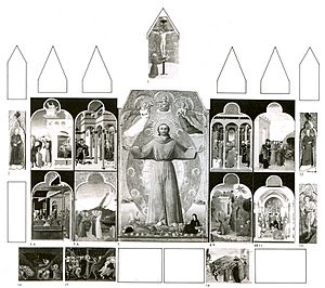Sassetta. St. Francis Altarpiece. 1437-44. Back side. Reconstruction.
