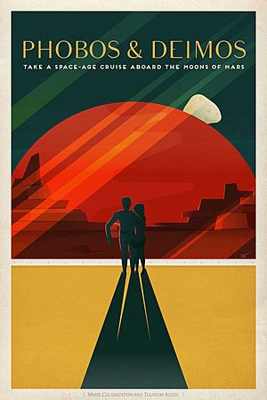 SpaceX Mars tourism poster for Phobos and Deimos