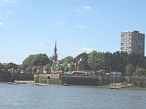 St Pauls Church Shadwell and the Thames riverfront - geograph.org.uk - 20634