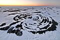 Stone labyrinth in winter