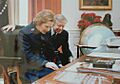 Thatcher at Oval Office desk with Carter