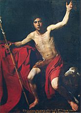 Valentin de Boulogne - Saint Jean-Baptiste, huile sur toile 178 x 133 cm, Saint-Jean-de-Maurienne, cathédrale Saint-Jean