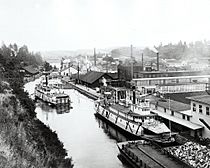 Oregon City and Willamette Falls in 1888