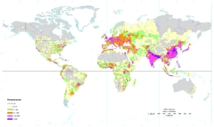 World population density 1994 - with equator