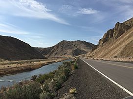2015-04-19 16 39 10 View west down the Humboldt River in the Carlin Canyon from old U.S. Route 40 in Elko County, Nevada.jpg