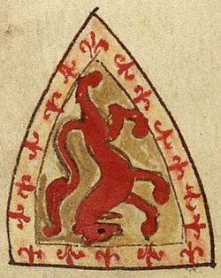 Alexander II, King of Scotland, coat of arms (Royal MS 14 C VII, 146v)