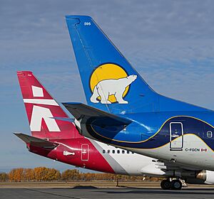 Canadian North's new and old liveries painted on 737 tails