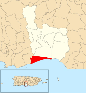 Location of Capitanejo within the municipality of Juana Díaz shown in red