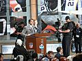 Drew Brees announces the Saints' draft pick at the NFL 2010 Draft