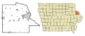Dubuque County Iowa Incorporated and Unincorporated areas Rickardsville Highlighted